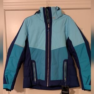Obermeyer Women's Ski Jacket in Light Blue, Teal & Navy